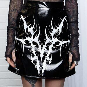 Mary Wyatt RARE deity vinyl mini skirt